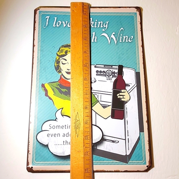 5 for $25- Retro 1950's Style 'I Love Cooking with Wine' Tin Sign - Picture 2 of 8